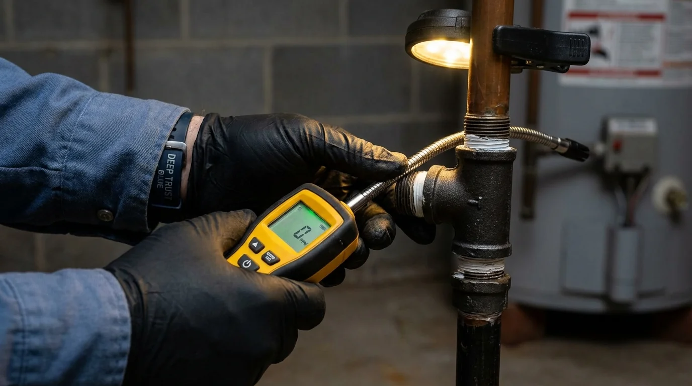 Gas leak detection with electronic sniffer by Johns Plumbing LLC in Naco
