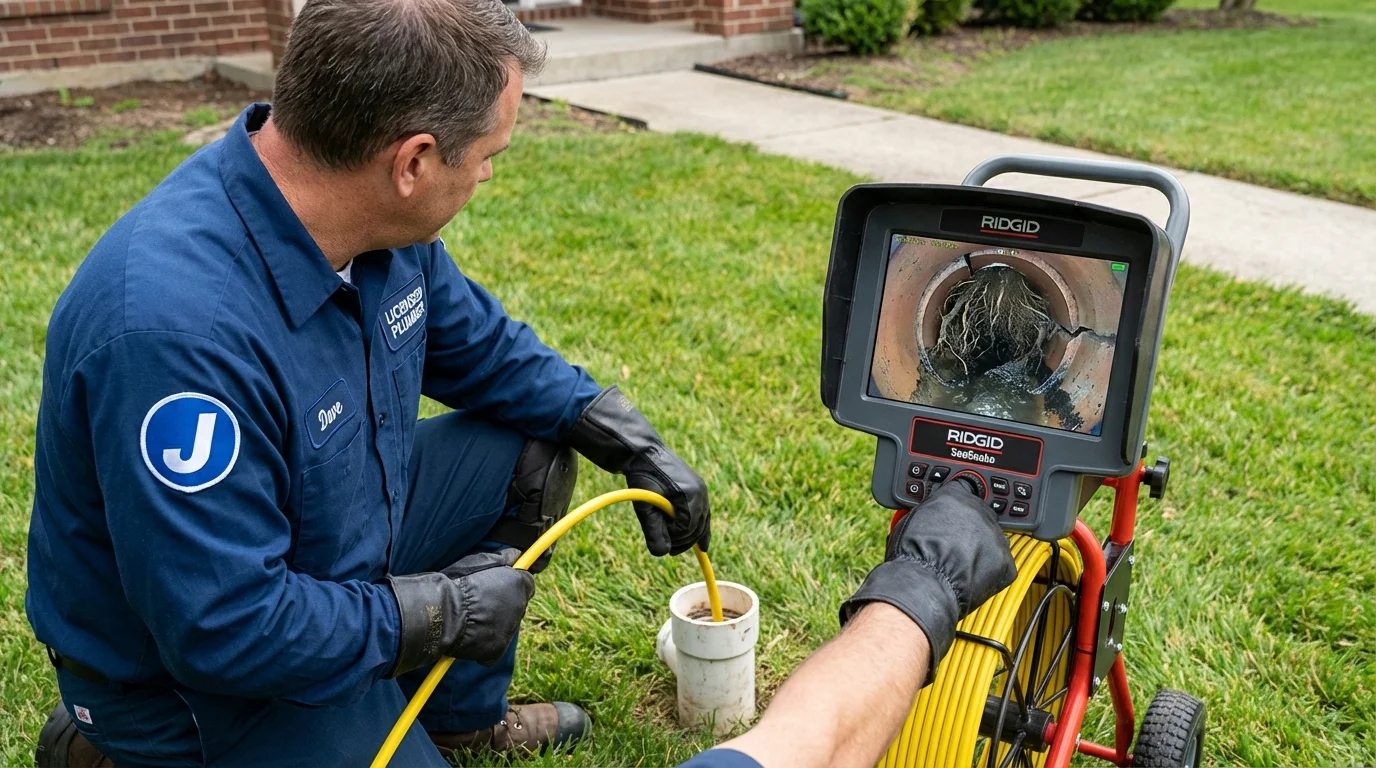 Sewer camera inspection being performed by Johns Plumbing LLC in Naco